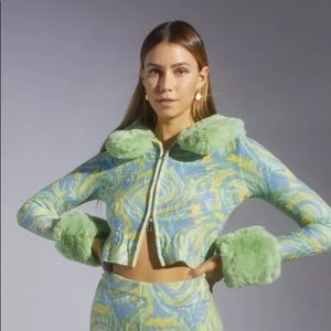 House of Sunny Cypress Cardigan - green and blue swirl BRAND NEW